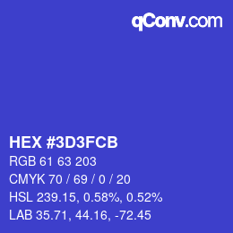 Color code: HEX #3D3FCB | qconv.com