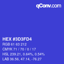 Color code: HEX #3D3FD4 | qconv.com