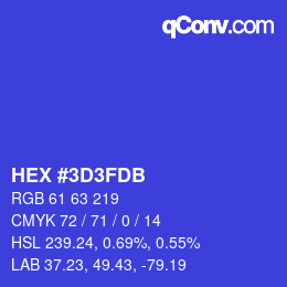 Color code: HEX #3D3FDB | qconv.com