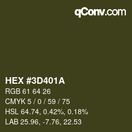 Farbcode: HEX #3D401A | qconv.com