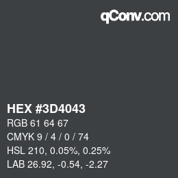 Farbcode: HEX #3D4043 | qconv.com