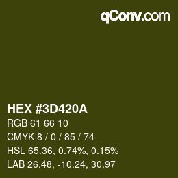 Color code: HEX #3D420A | qconv.com