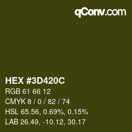 カラーコード: HEX #3D420C | qconv.com