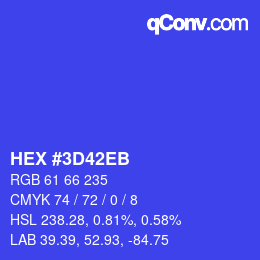カラーコード: HEX #3D42EB | qconv.com