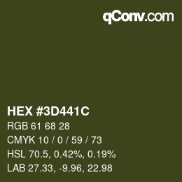 Color code: HEX #3D441C | qconv.com