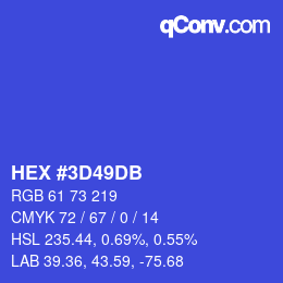 Color code: HEX #3D49DB | qconv.com