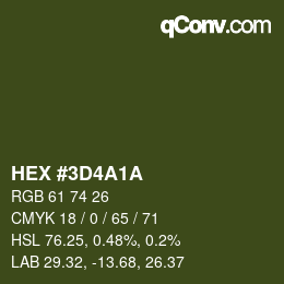 Color code: HEX #3D4A1A | qconv.com