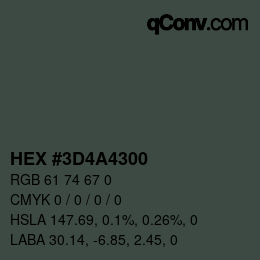 Color code: HEX #3D4A4300 | qconv.com