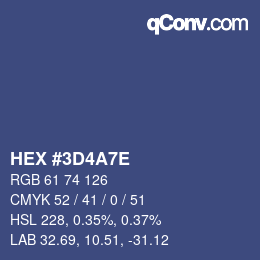 カラーコード: HEX #3D4A7E | qconv.com