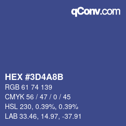 Color code: HEX #3D4A8B | qconv.com