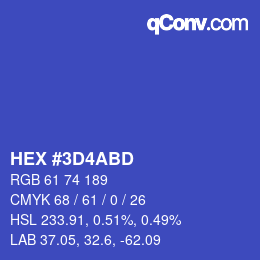 Farbcode: HEX #3D4ABD | qconv.com