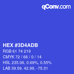 Color code: HEX #3D4ADB | qconv.com