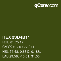 颜色代码: HEX #3D4B11 | qconv.com