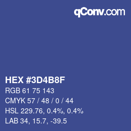 颜色代码: HEX #3D4B8F | qconv.com