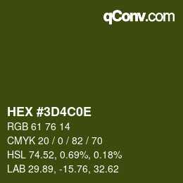 Color code: HEX #3D4C0E | qconv.com