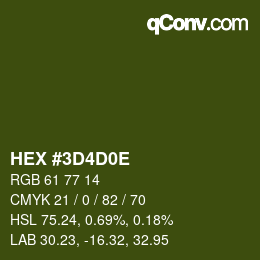 Color code: HEX #3D4D0E | qconv.com