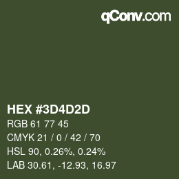 Color code: HEX #3D4D2D | qconv.com