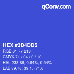カラーコード: HEX #3D4DD5 | qconv.com