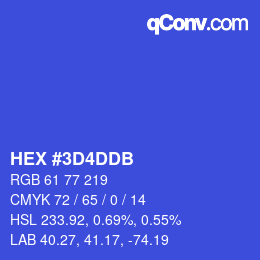 Color code: HEX #3D4DDB | qconv.com