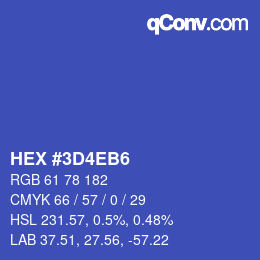 Color code: HEX #3D4EB6 | qconv.com