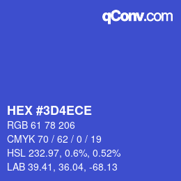 カラーコード: HEX #3D4ECE | qconv.com