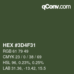 颜色代码: HEX #3D4F31 | qconv.com