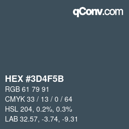 颜色代码: HEX #3D4F5B | qconv.com