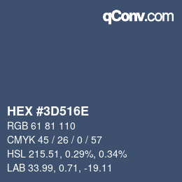 Color code: HEX #3D516E | qconv.com