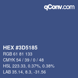 Farbcode: HEX #3D5185 | qconv.com