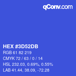 Color code: HEX #3D52DB | qconv.com
