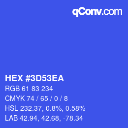 Color code: HEX #3D53EA | qconv.com