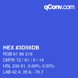Color code: HEX #3D56DB | qconv.com