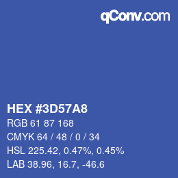 Farbcode: HEX #3D57A8 | qconv.com