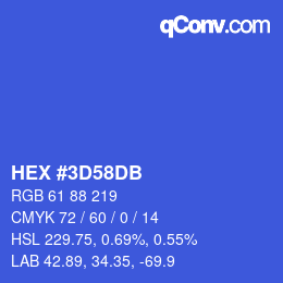 カラーコード: HEX #3D58DB | qconv.com