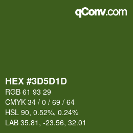 Color code: HEX #3D5D1D | qconv.com