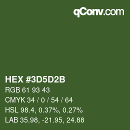 Color code: HEX #3D5D2B | qconv.com