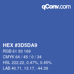 颜色代码: HEX #3D5DA9 | qconv.com