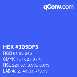 カラーコード: HEX #3D5DF5 | qconv.com