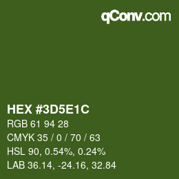 Color code: HEX #3D5E1C | qconv.com