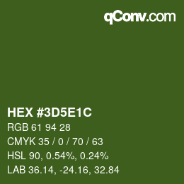 カラーコード: HEX #3D5E1C | qconv.com