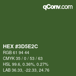 Farbcode: HEX #3D5E2C | qconv.com