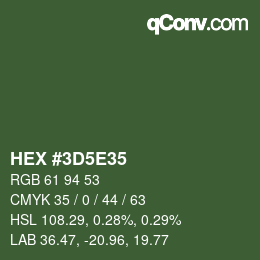 Color code: HEX #3D5E35 | qconv.com