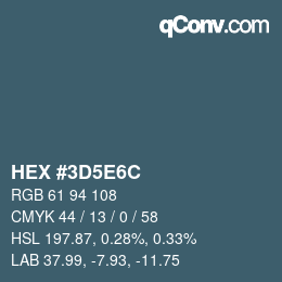 Color code: HEX #3D5E6C | qconv.com