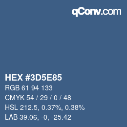カラーコード: HEX #3D5E85 | qconv.com
