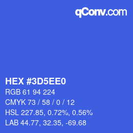 カラーコード: HEX #3D5EE0 | qconv.com