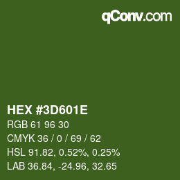 Color code: HEX #3D601E | qconv.com