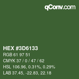 颜色代码: HEX #3D6133 | qconv.com