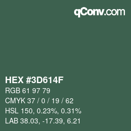 Color code: HEX #3D614F | qconv.com