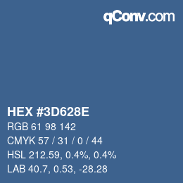 Color code: HEX #3D628E | qconv.com