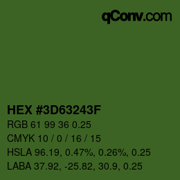 Farbcode: HEX #3D63243F | qconv.com